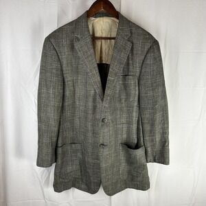Samuelsohn Blazer Mens 43R Gray Check Bamboo Rayon Sport Coat Canada Lined